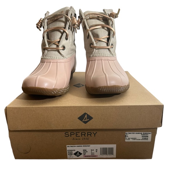 NEW Sperry Women's Saltwater Duck Booties - Rose Oat - Picture 2 of 8